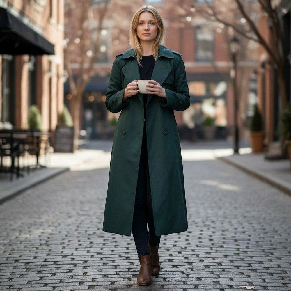 Jones New York Women's Teal Trench Coat